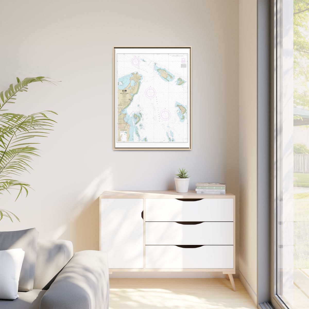 Chart 25667 Bahia de Fajardo and Approaches - NOAA Nautical Chart Floating Frame Canvas | 24" x 32" | 30" x 40" - Natural context-1