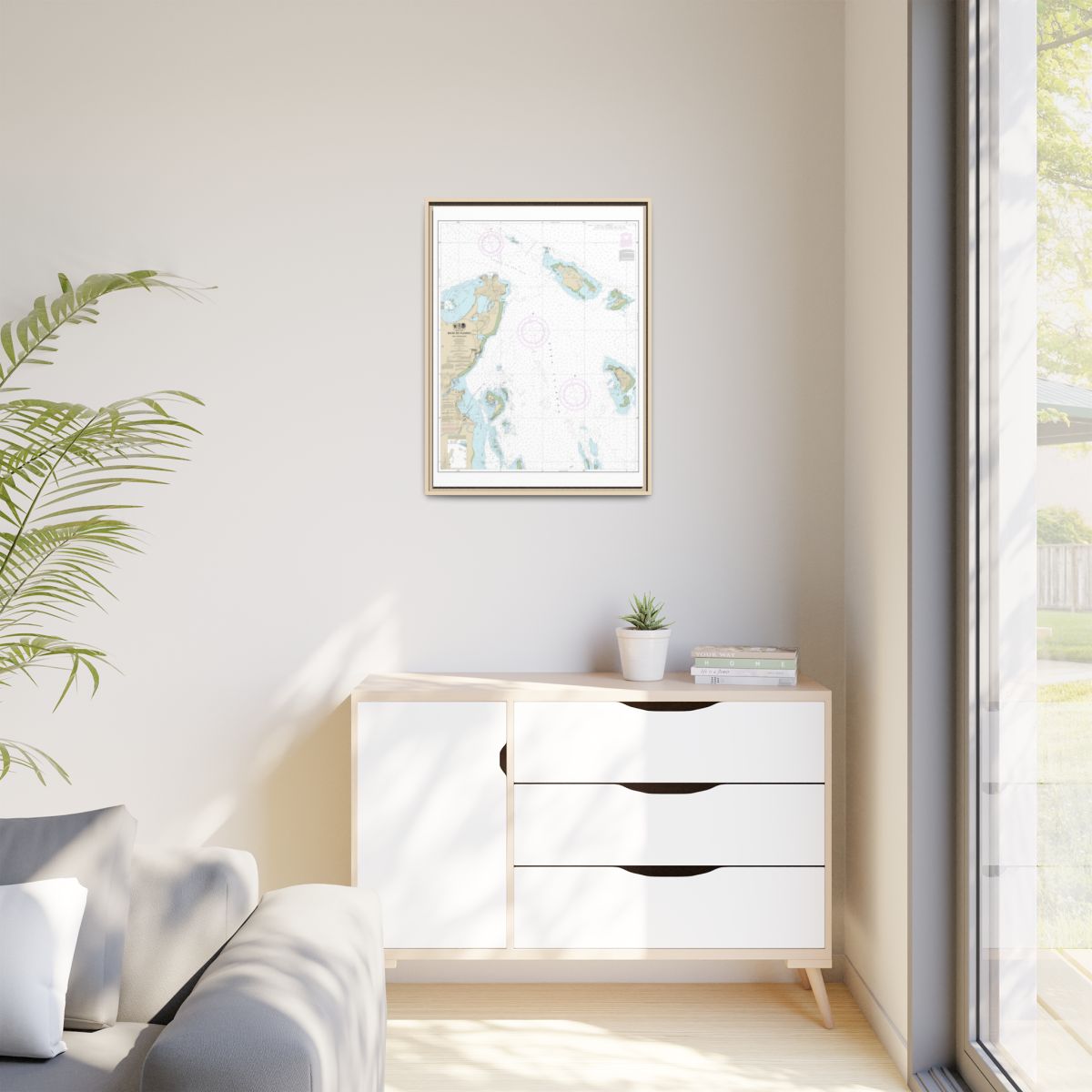 Chart 25667 Bahia de Fajardo and Approaches - NOAA Nautical Chart Floating Frame Canvas | 24" x 32" | 30" x 40" - Natural context-1