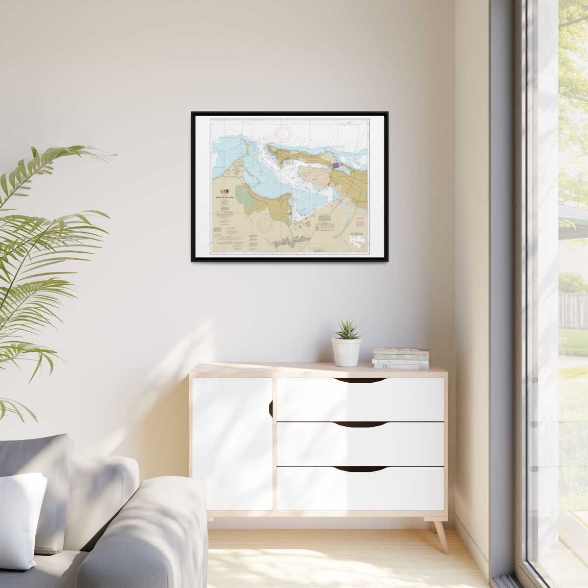 Chart 25670 Bahia de San Juan - NOAA Nautical Chart Floating Frame Canvas | 32" x 24" | 40" x 30" - Black context-1