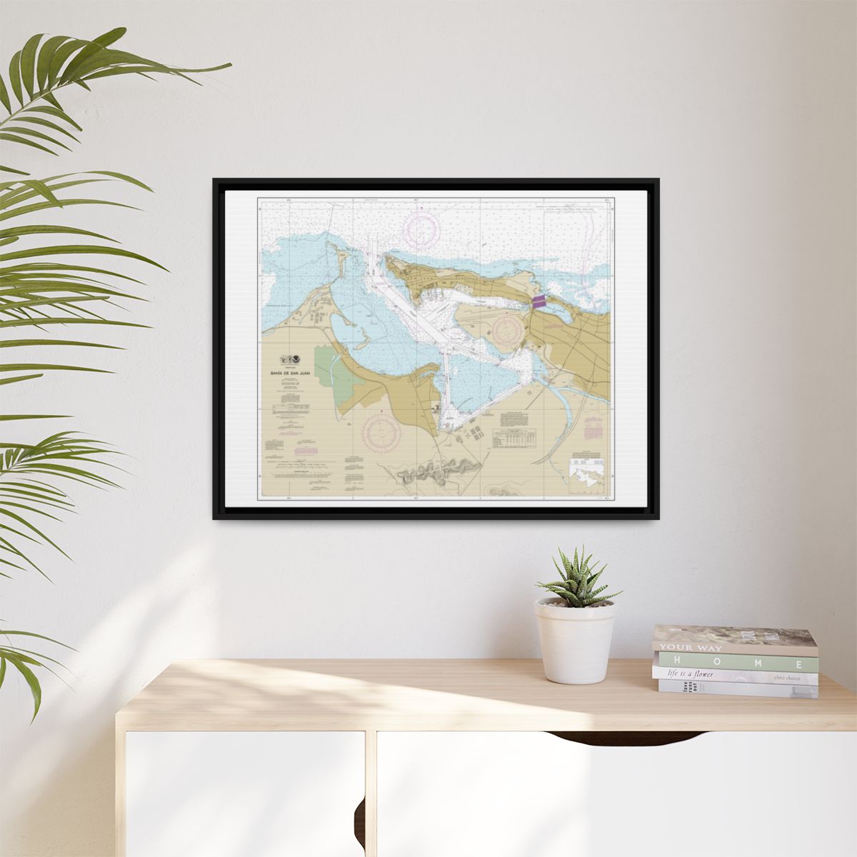 Chart 25670 Bahia de San Juan - NOAA Nautical Chart Floating Frame Canvas | 32" x 24" | 40" x 30" - Black context-1