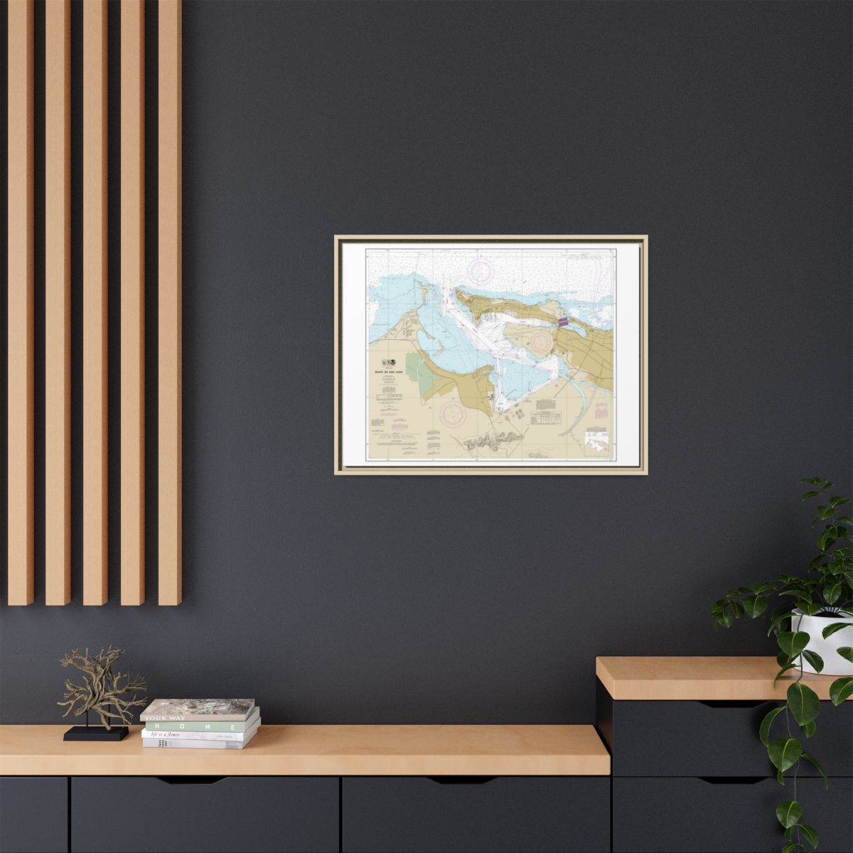 Chart 25670 Bahia de San Juan - NOAA Nautical Chart Floating Frame Canvas | 32" x 24" | 40" x 30" - Natural context-2