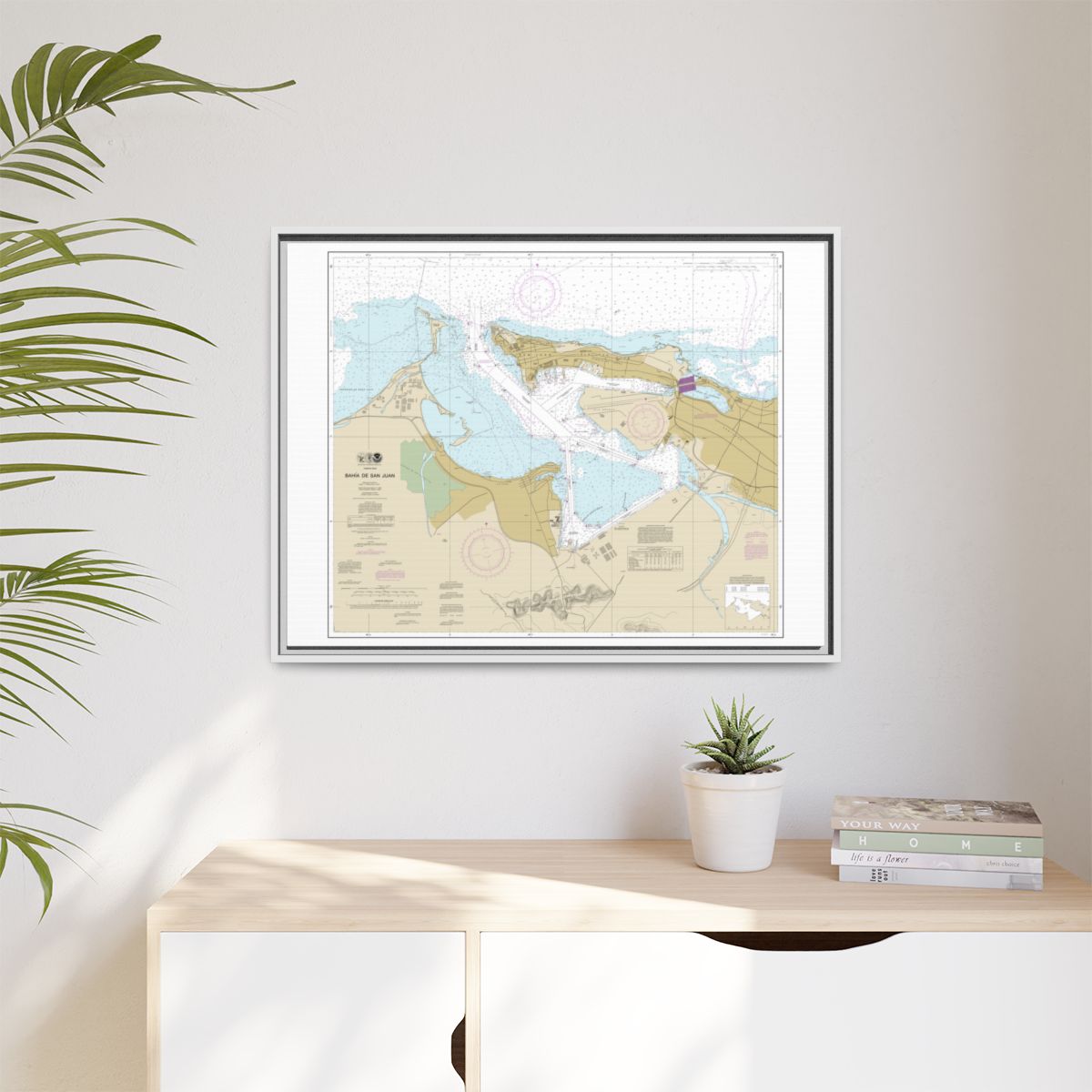 Chart 25670 Bahia de San Juan - NOAA Nautical Chart Floating Frame Canvas | 32" x 24" | 40" x 30" - White context-1