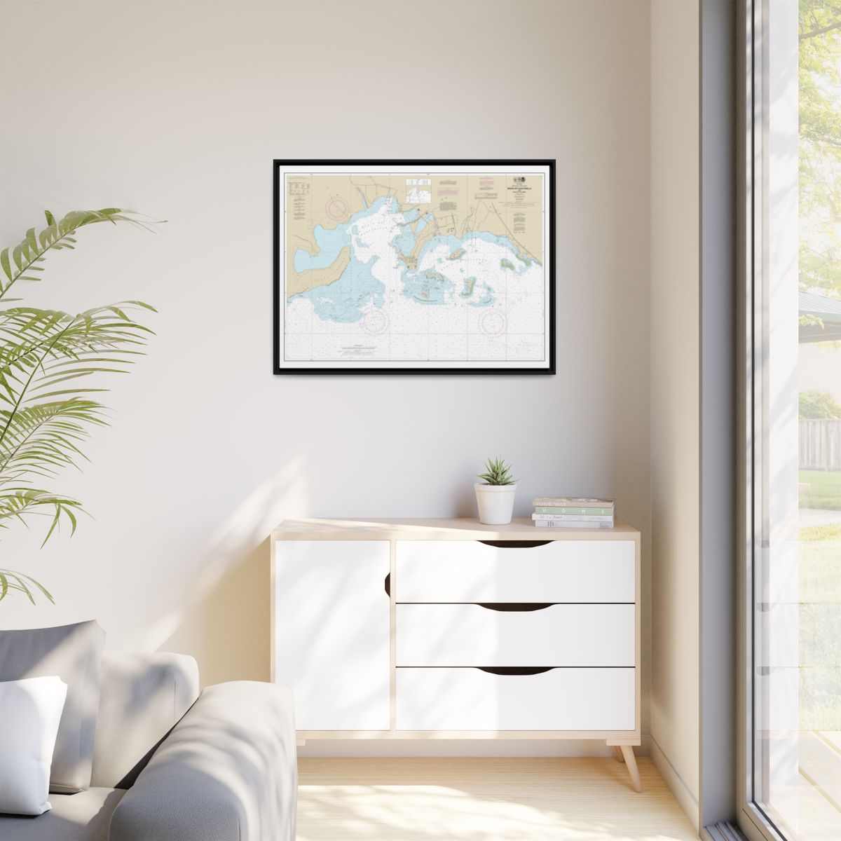 Chart 25681 Bahia de Guayanilla and Bahia de Tallaboa - NOAA Nautical Chart Floating Frame Canvas | 32" x 24" | 40" x 30" - Black context-1