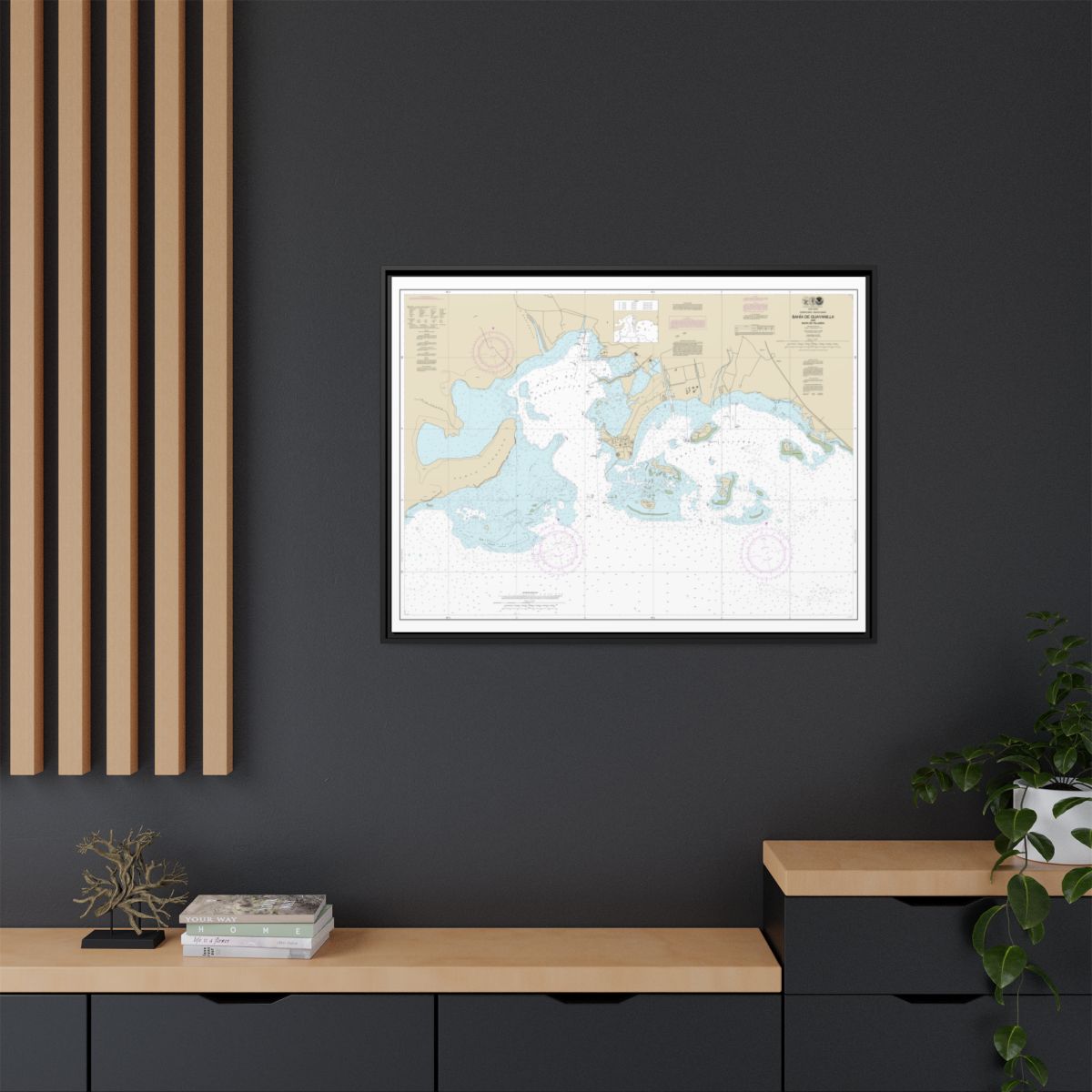 Chart 25681 Bahia de Guayanilla and Bahia de Tallaboa - NOAA Nautical Chart Floating Frame Canvas | 32" x 24" | 40" x 30" - Black context-2