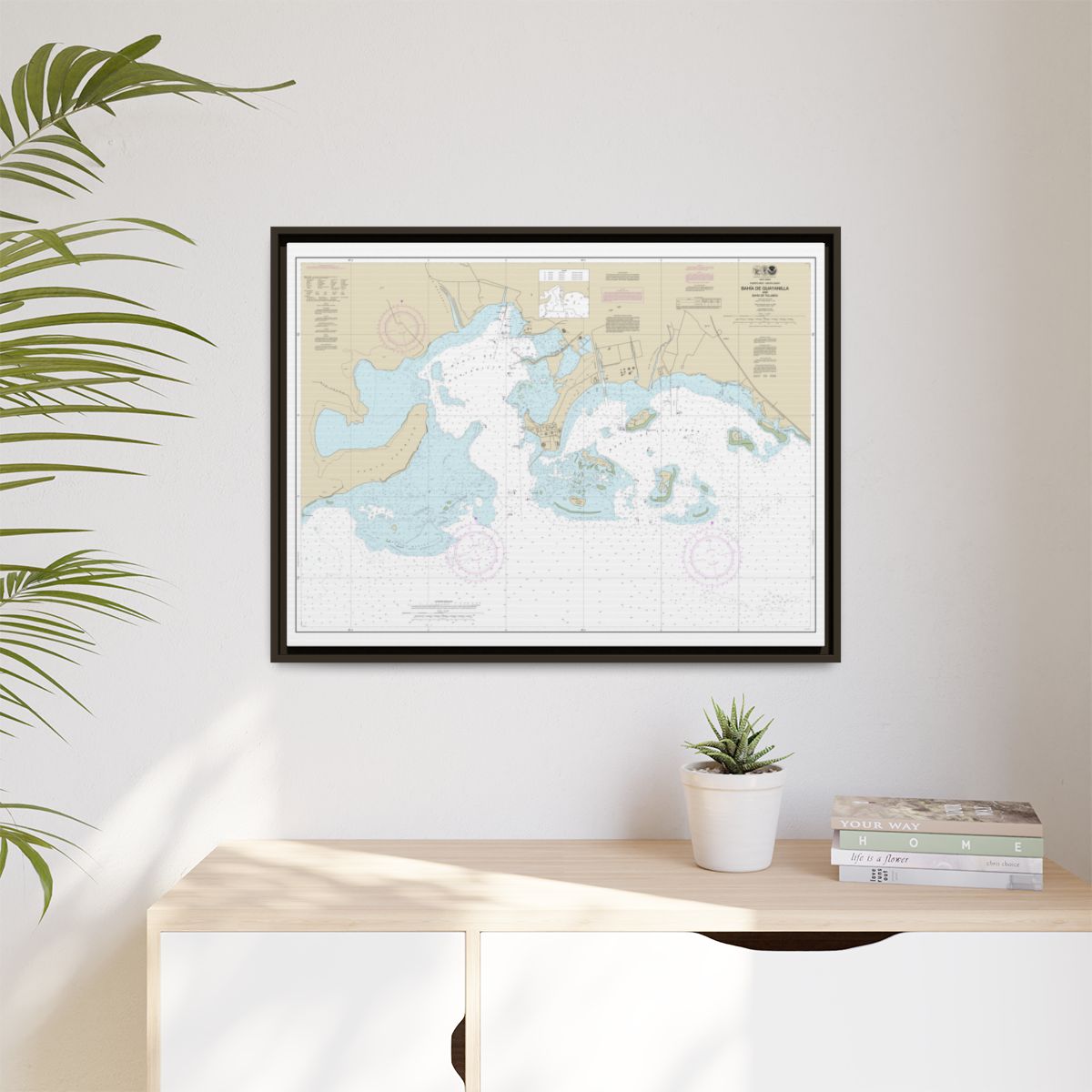 Chart 25681 Bahia de Guayanilla and Bahia de Tallaboa - NOAA Nautical Chart Floating Frame Canvas | 32" x 24" | 40" x 30" - Espresso context-1