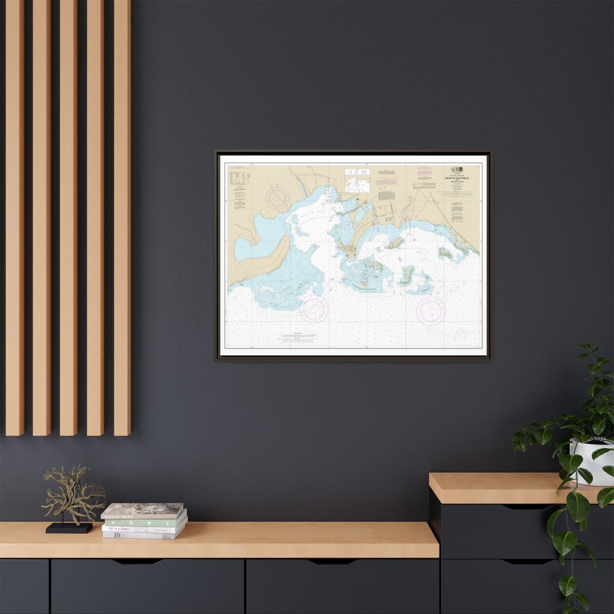 Chart 25681 Bahia de Guayanilla and Bahia de Tallaboa - NOAA Nautical Chart Floating Frame Canvas | 32" x 24" | 40" x 30" - Espresso context-2