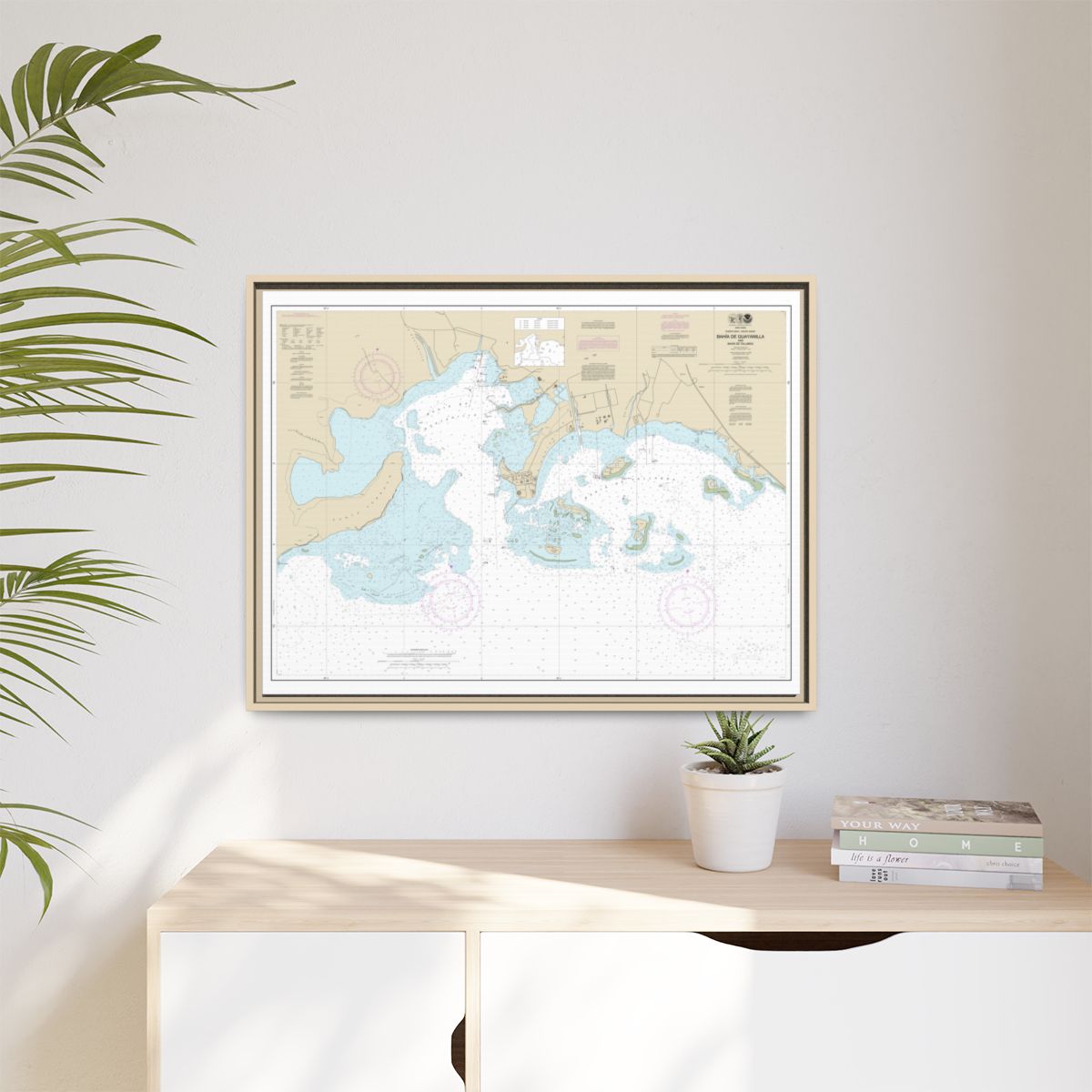 Chart 25681 Bahia de Guayanilla and Bahia de Tallaboa - NOAA Nautical Chart Floating Frame Canvas | 32" x 24" | 40" x 30" - Natural context-1