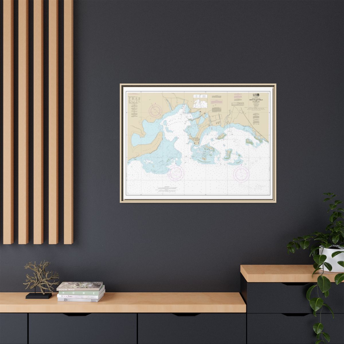 Chart 25681 Bahia de Guayanilla and Bahia de Tallaboa - NOAA Nautical Chart Floating Frame Canvas | 32" x 24" | 40" x 30" - Natural context-2