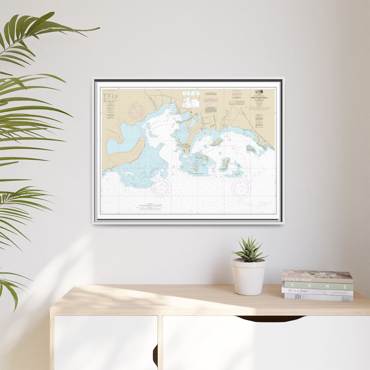Chart 25681 Bahia de Guayanilla and Bahia de Tallaboa - NOAA Nautical Chart Floating Frame Canvas | 32" x 24" | 40" x 30" - White context-1