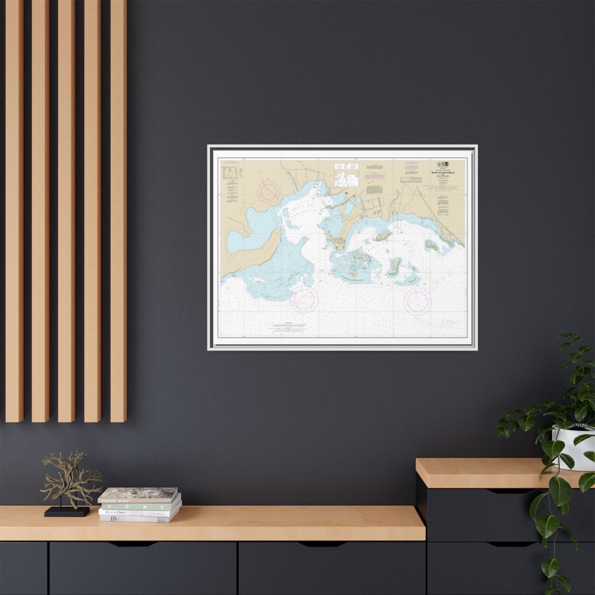 Chart 25681 Bahia de Guayanilla and Bahia de Tallaboa - NOAA Nautical Chart Floating Frame Canvas | 32" x 24" | 40" x 30" - White context-2