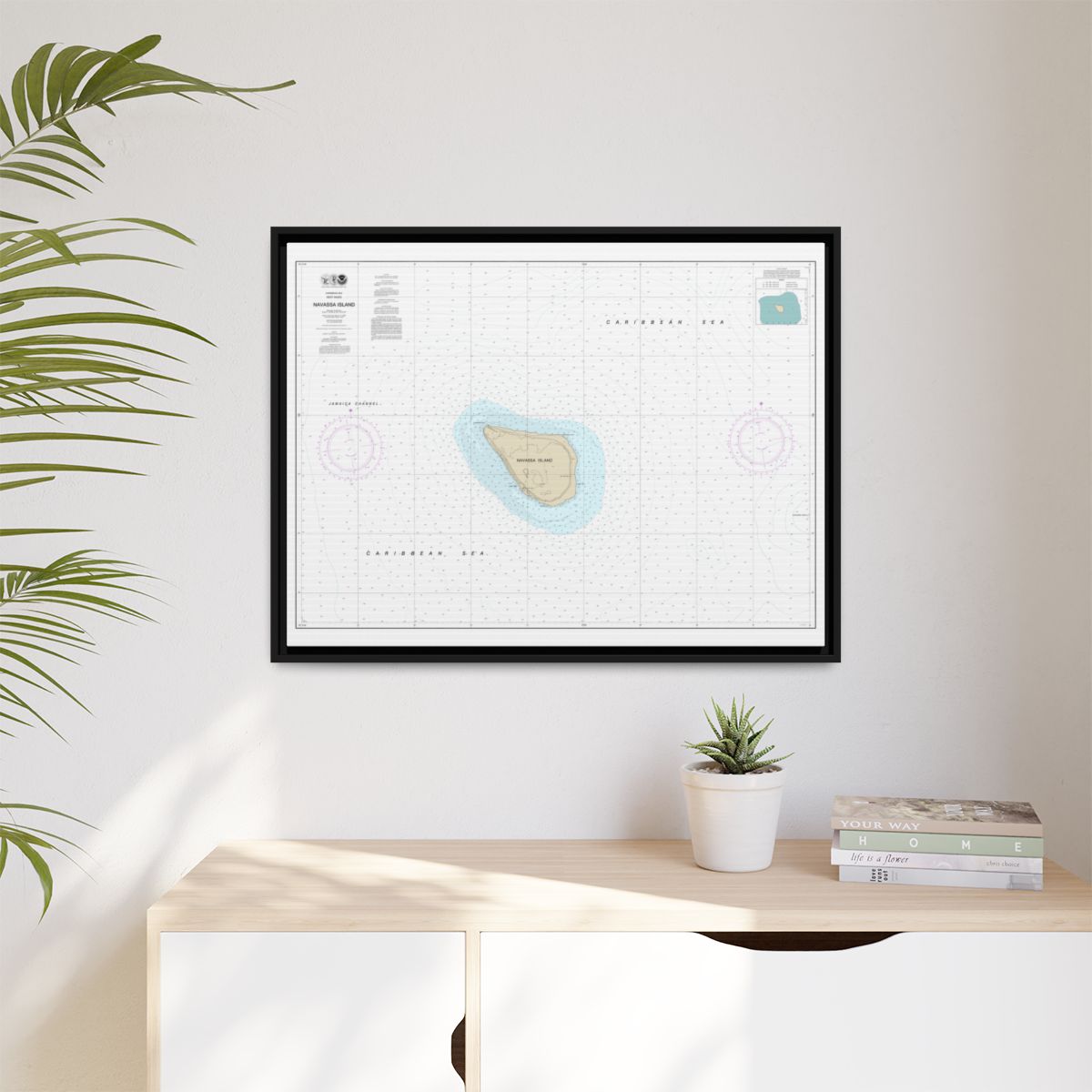 Chart 26194 Navassa Island - NOAA Nautical Chart Floating Frame Canvas | 32" x 24" | 40" x 30" - Black context-1