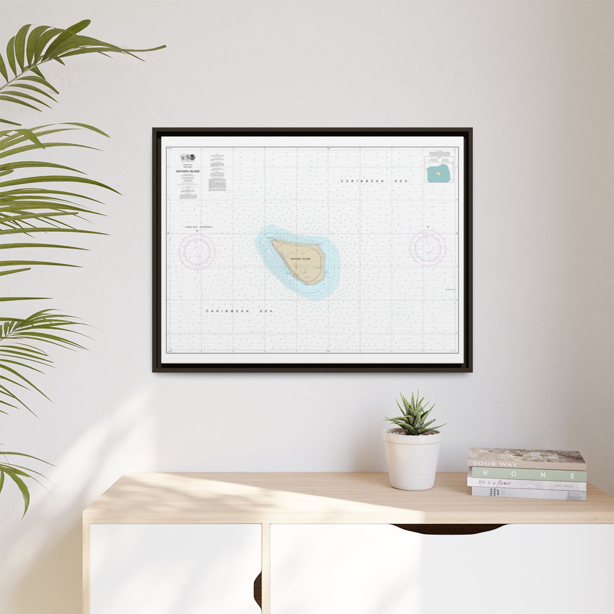 Chart 26194 Navassa Island - NOAA Nautical Chart Floating Frame Canvas | 32" x 24" | 40" x 30" - Espresso context-1