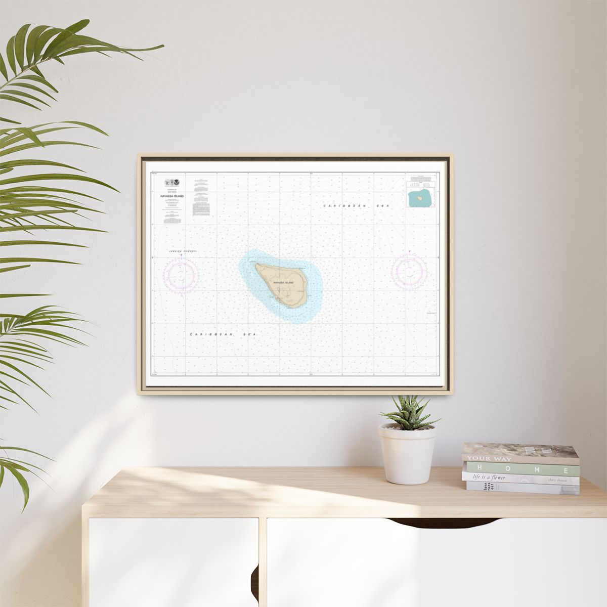 Chart 26194 Navassa Island - NOAA Nautical Chart Floating Frame Canvas | 32" x 24" | 40" x 30" - Natural context-1