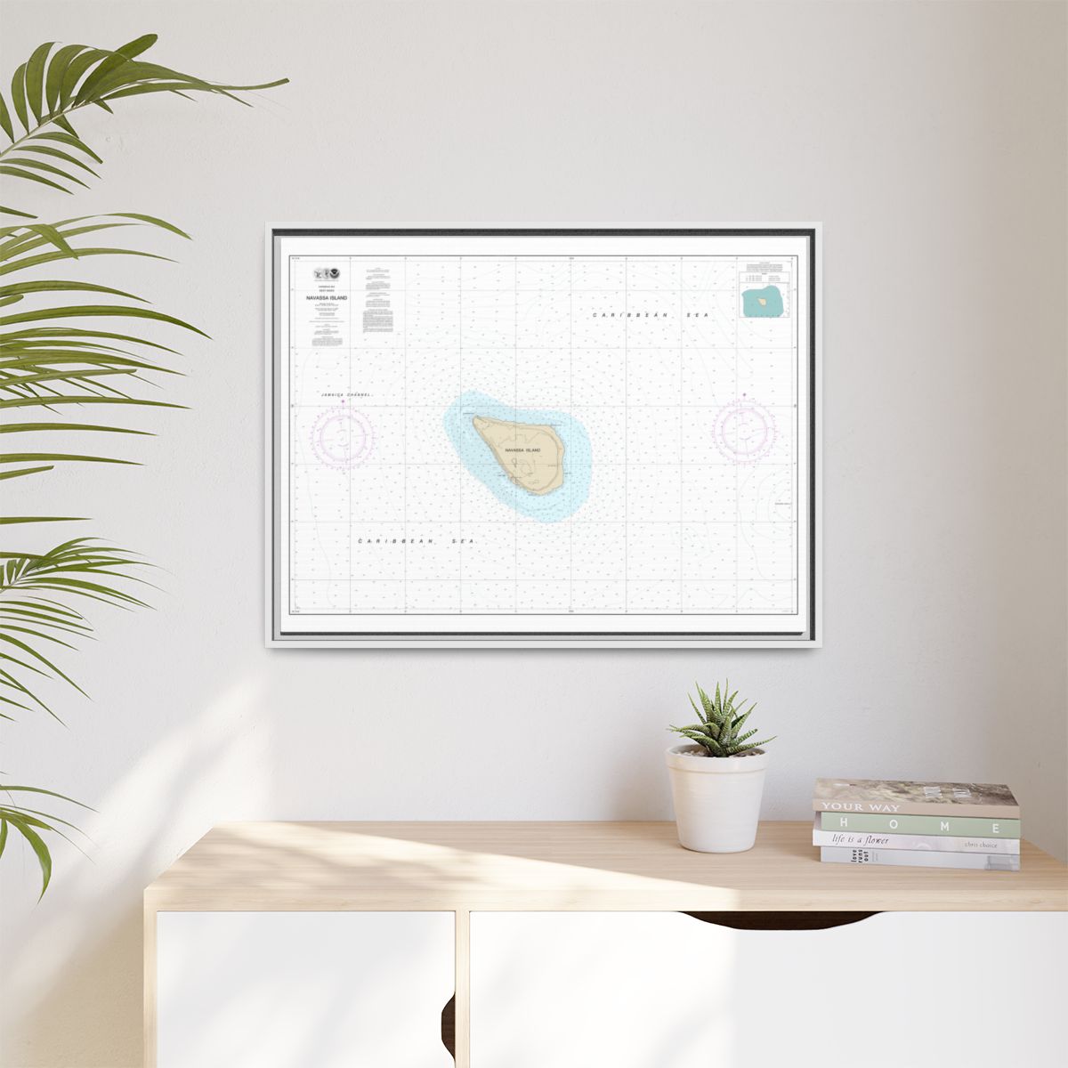 Chart 26194 Navassa Island - NOAA Nautical Chart Floating Frame Canvas | 32" x 24" | 40" x 30" - White context-1