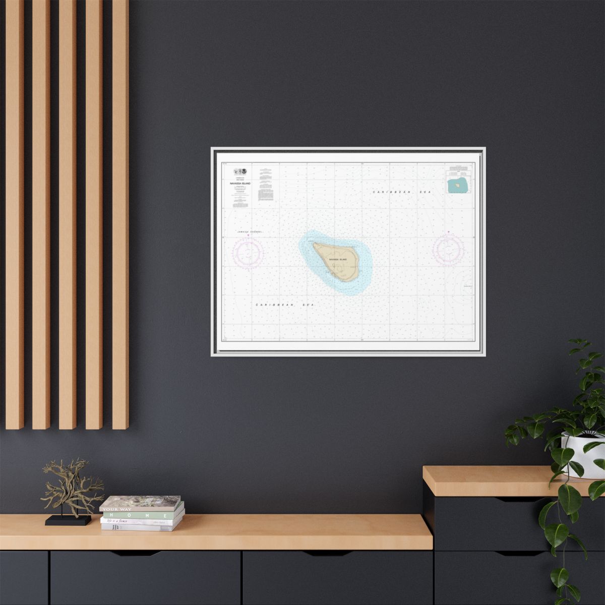 Chart 26194 Navassa Island - NOAA Nautical Chart Floating Frame Canvas | 32" x 24" | 40" x 30" - White context-2