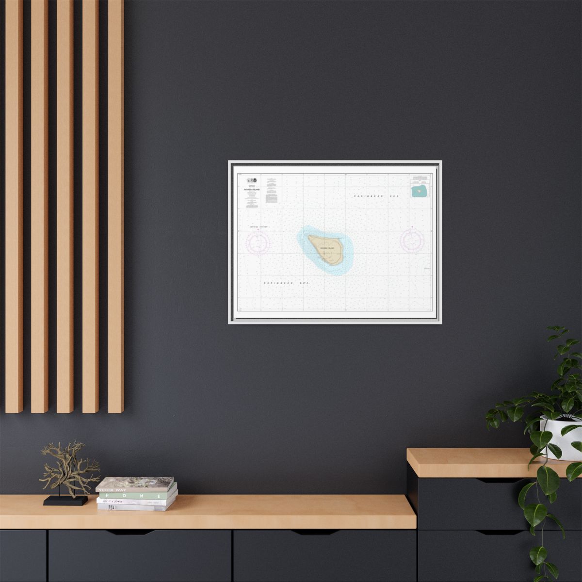 Chart 26194 Navassa Island - NOAA Nautical Chart Floating Frame Canvas | 32" x 24" | 40" x 30" - White context-2