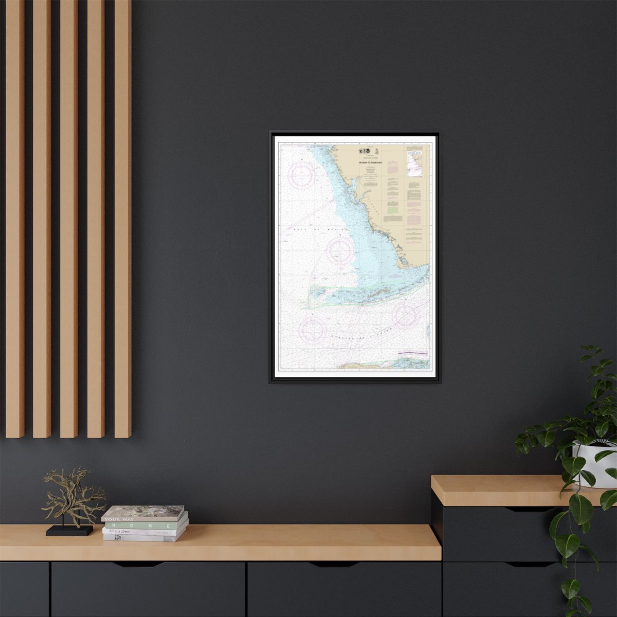 Chart 4148 Havana to Tampa Bay - NOAA Nautical Chart Floating Frame Canvas | 20" x 30" | 24" x 36" | 32" x 48" - Black context-2