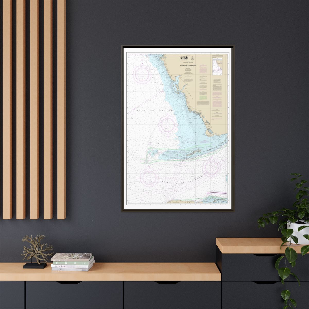 Chart 4148 Havana to Tampa Bay - NOAA Nautical Chart Floating Frame Canvas | 20" x 30" | 24" x 36" | 32" x 48" - Espresso context-2