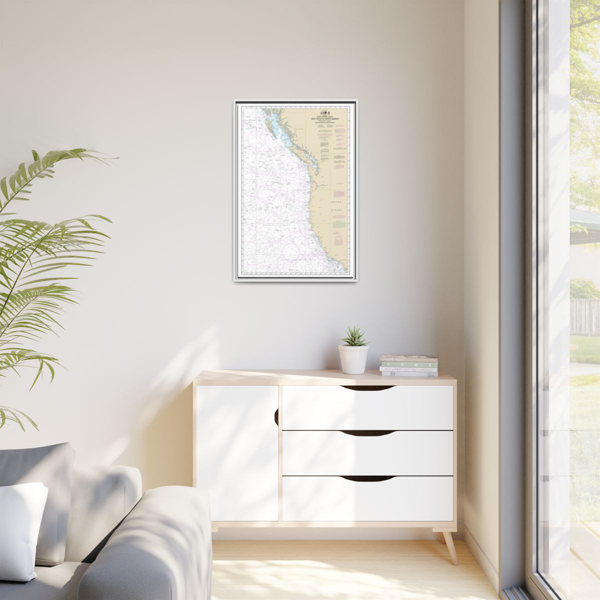 Chart 501 North Pacific Ocean West Coast Of North America Mexican Border To Dixon Entrance - NOAA Nautical Chart Floating Frame Canvas | 20" x 30" | 24" x 36" | 32" x 48" - White context-1