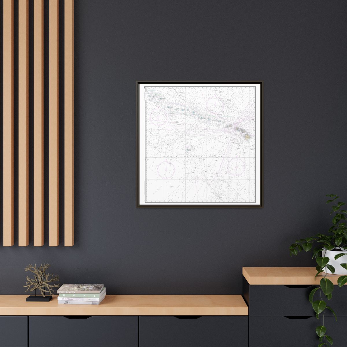 Chart 540 Hawaiian Islands - NOAA Nautical Chart Floating Frame Canvas | 32" x 32" - Espresso context-2