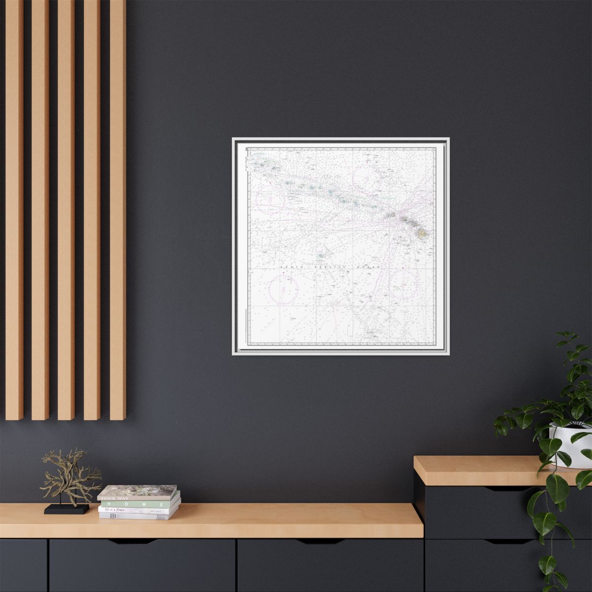 Chart 540 Hawaiian Islands - NOAA Nautical Chart Floating Frame Canvas | 32" x 32" - White context-2