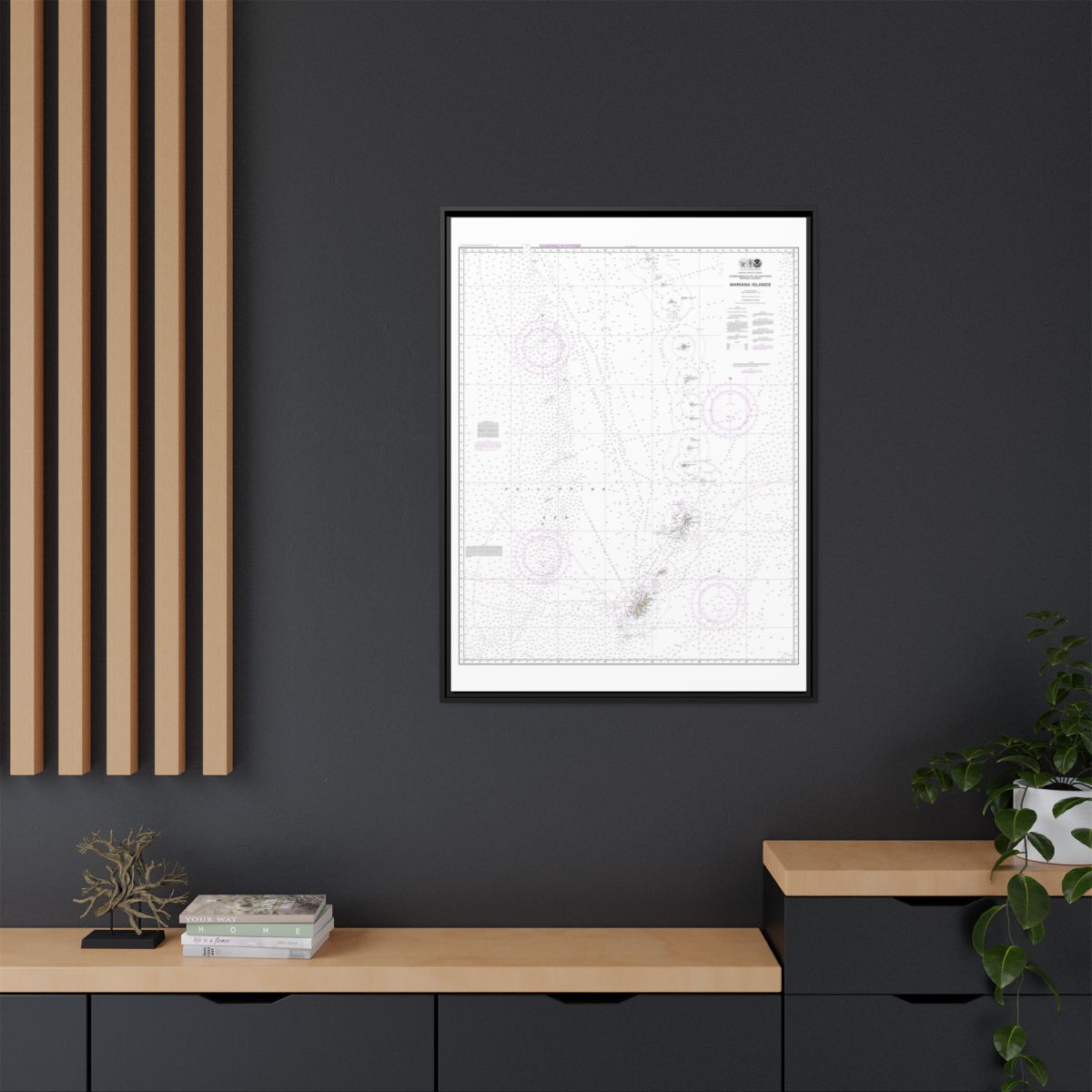 Chart 81004 Commonwealth of the Northern Mariana Islands - NOAA Nautical Chart Floating Frame Canvas | 24" x 32" | 30" x 40" - Black context-2