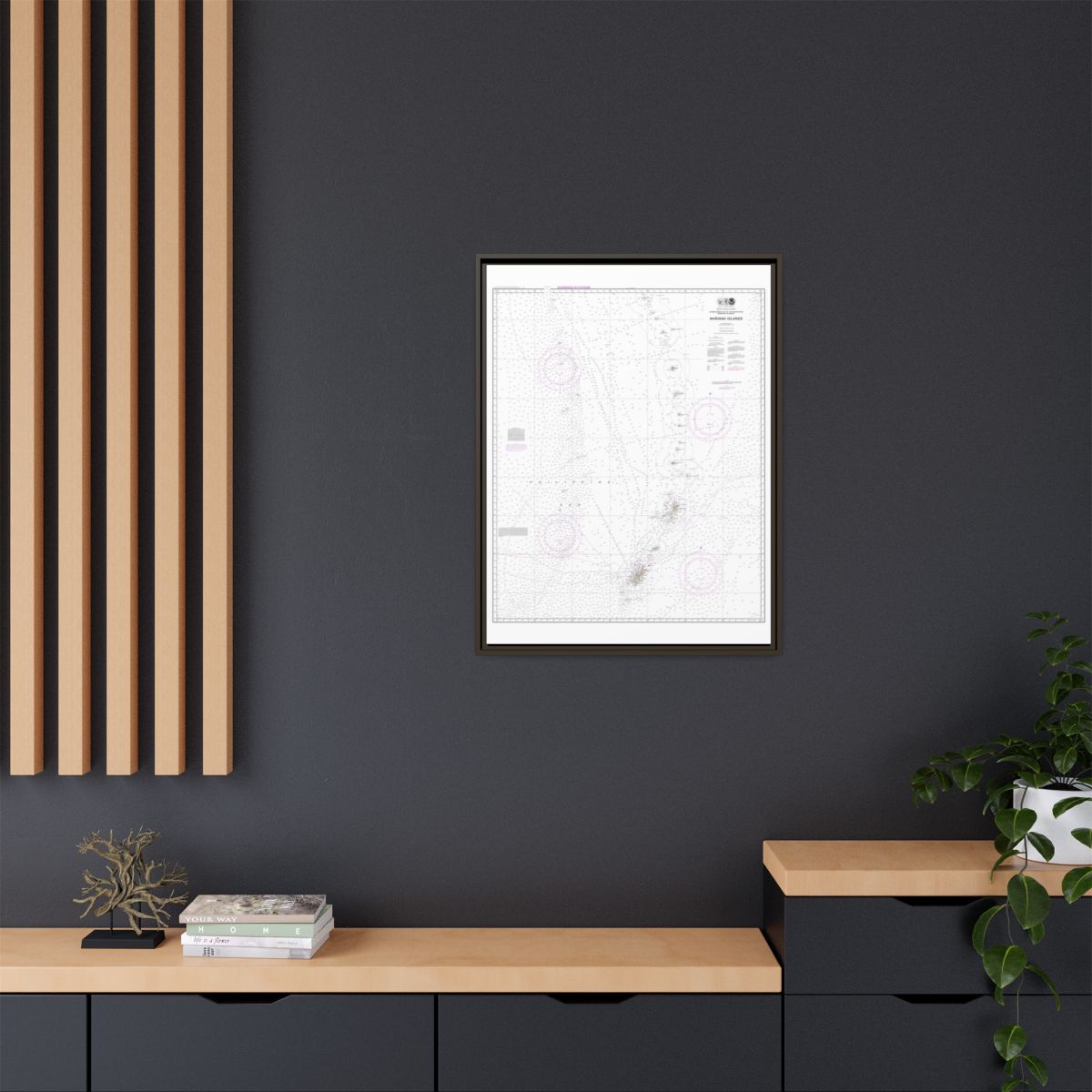 Chart 81004 Commonwealth of the Northern Mariana Islands - NOAA Nautical Chart Floating Frame Canvas | 24" x 32" | 30" x 40" - Espresso context-2