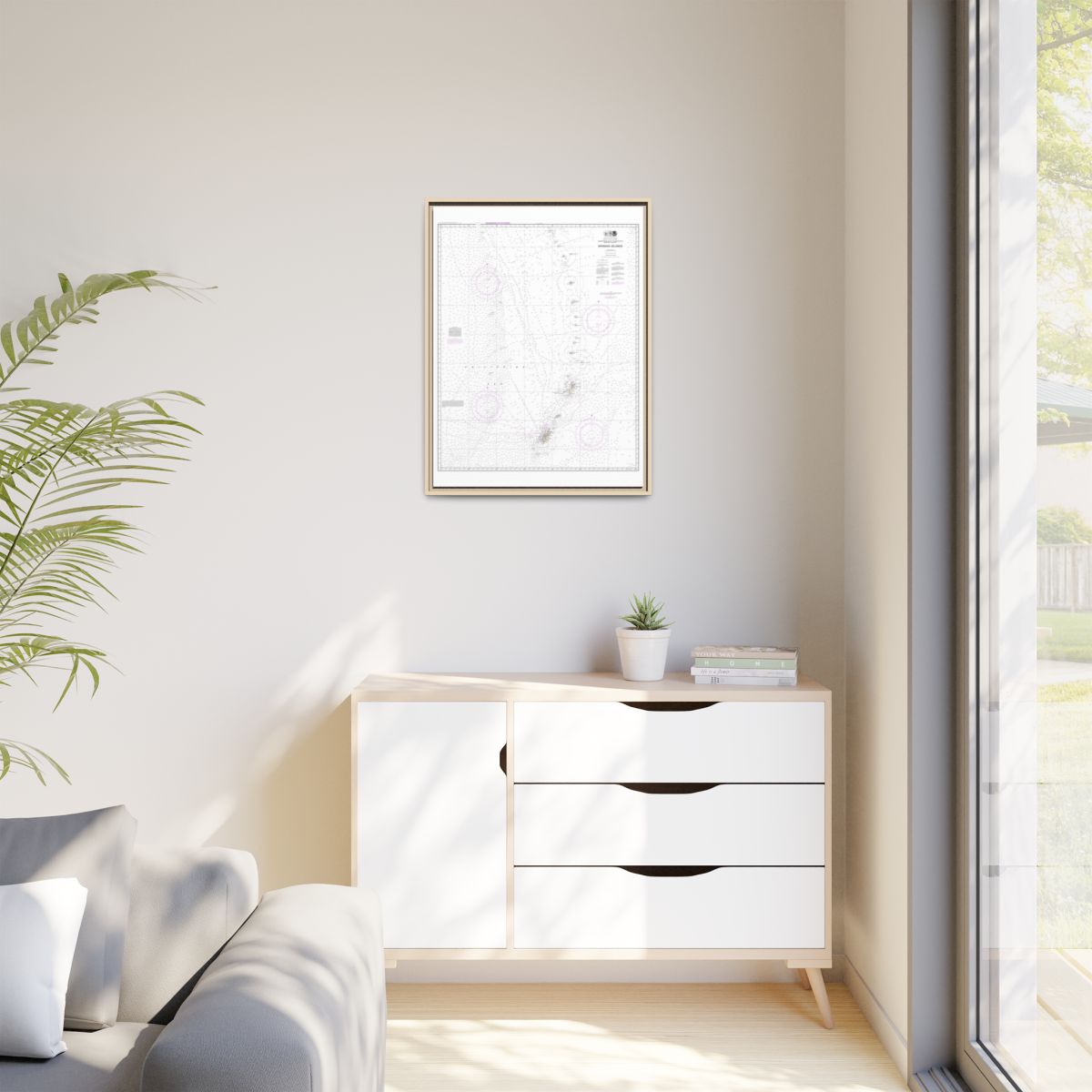 Chart 81004 Commonwealth of the Northern Mariana Islands - NOAA Nautical Chart Floating Frame Canvas | 24" x 32" | 30" x 40" - Natural context-1