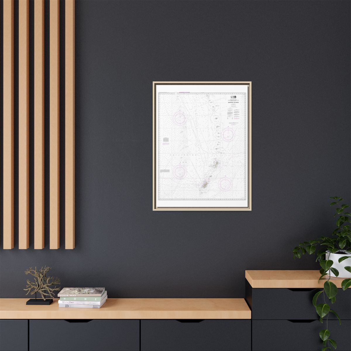 Chart 81004 Commonwealth of the Northern Mariana Islands - NOAA Nautical Chart Floating Frame Canvas | 24" x 32" | 30" x 40" - Natural context-2