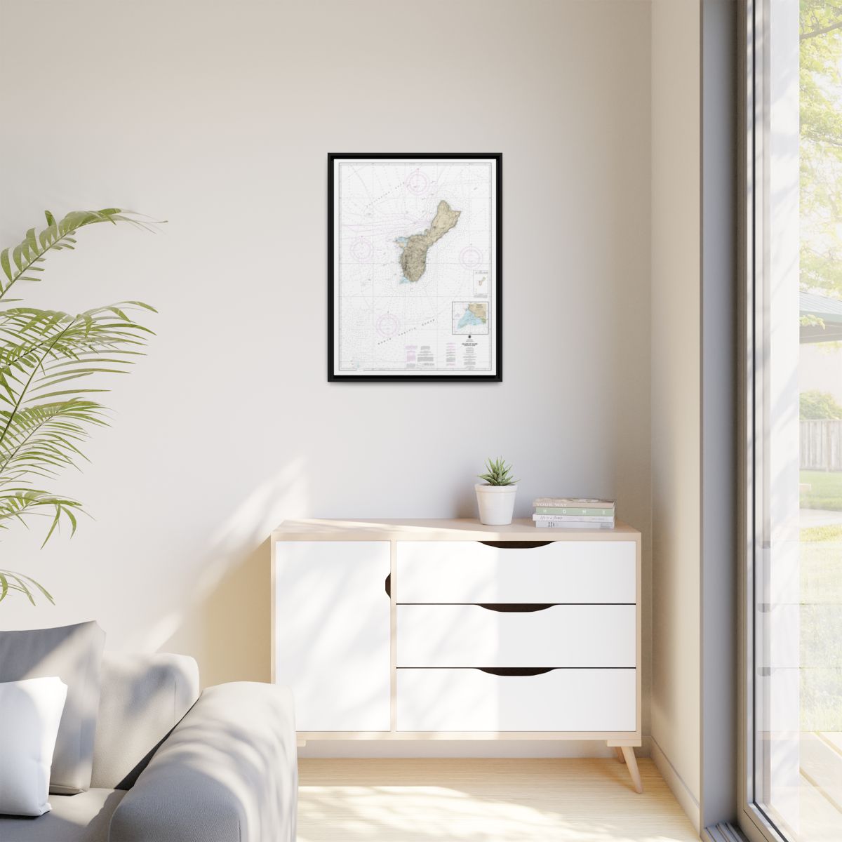 Chart 81048 Mariana Islands Island of Guam Territory of Guam;Cocos Lagoon - NOAA Nautical Chart Floating Frame Canvas | 24" x 32" | 30" x 40" - Black context-1