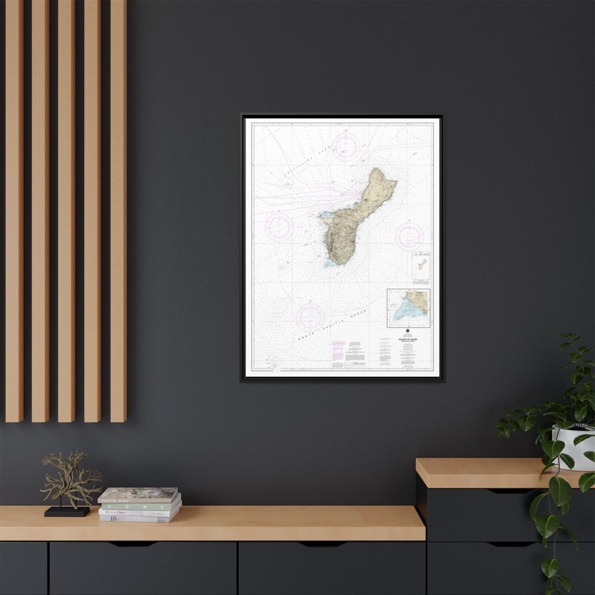 Chart 81048 Mariana Islands Island of Guam Territory of Guam;Cocos Lagoon - NOAA Nautical Chart Floating Frame Canvas | 24" x 32" | 30" x 40" - Black context-2