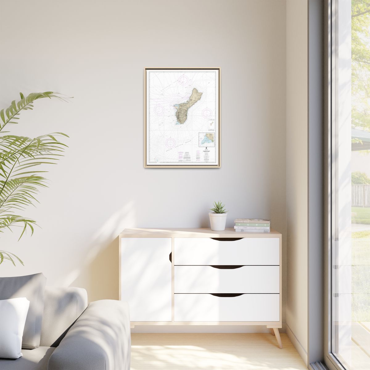 Chart 81048 Mariana Islands Island of Guam Territory of Guam;Cocos Lagoon - NOAA Nautical Chart Floating Frame Canvas | 24" x 32" | 30" x 40" - Natural context-1
