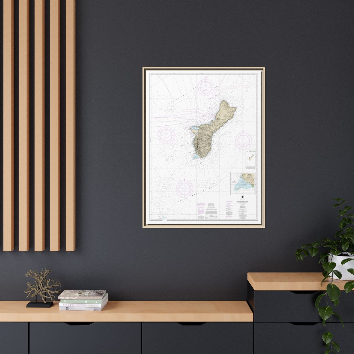 Chart 81048 Mariana Islands Island of Guam Territory of Guam;Cocos Lagoon - NOAA Nautical Chart Floating Frame Canvas | 24" x 32" | 30" x 40" - Natural context-2