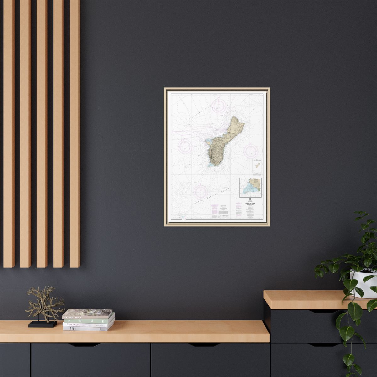 Chart 81048 Mariana Islands Island of Guam Territory of Guam;Cocos Lagoon - NOAA Nautical Chart Floating Frame Canvas | 24" x 32" | 30" x 40" - Natural context-2