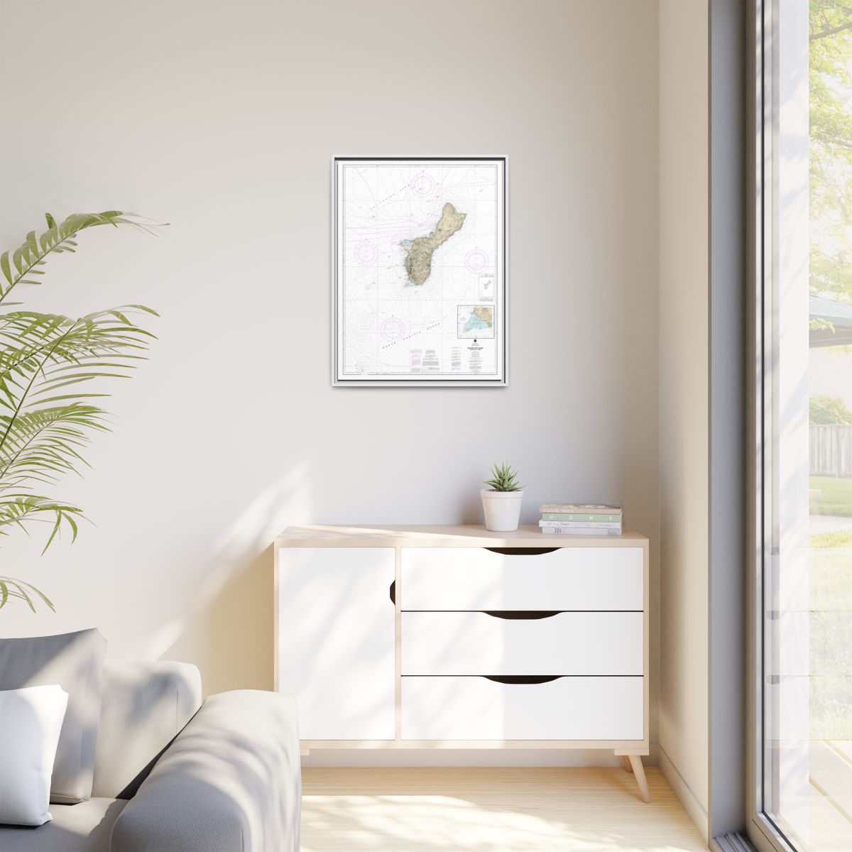 Chart 81048 Mariana Islands Island of Guam Territory of Guam;Cocos Lagoon - NOAA Nautical Chart Floating Frame Canvas | 24" x 32" | 30" x 40" - White context-1