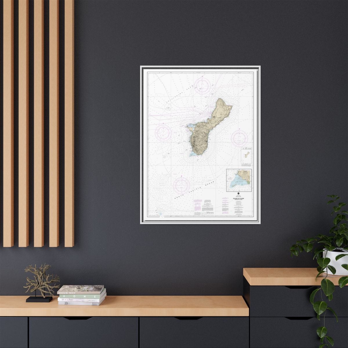 Chart 81048 Mariana Islands Island of Guam Territory of Guam;Cocos Lagoon - NOAA Nautical Chart Floating Frame Canvas | 24" x 32" | 30" x 40" - White context-2