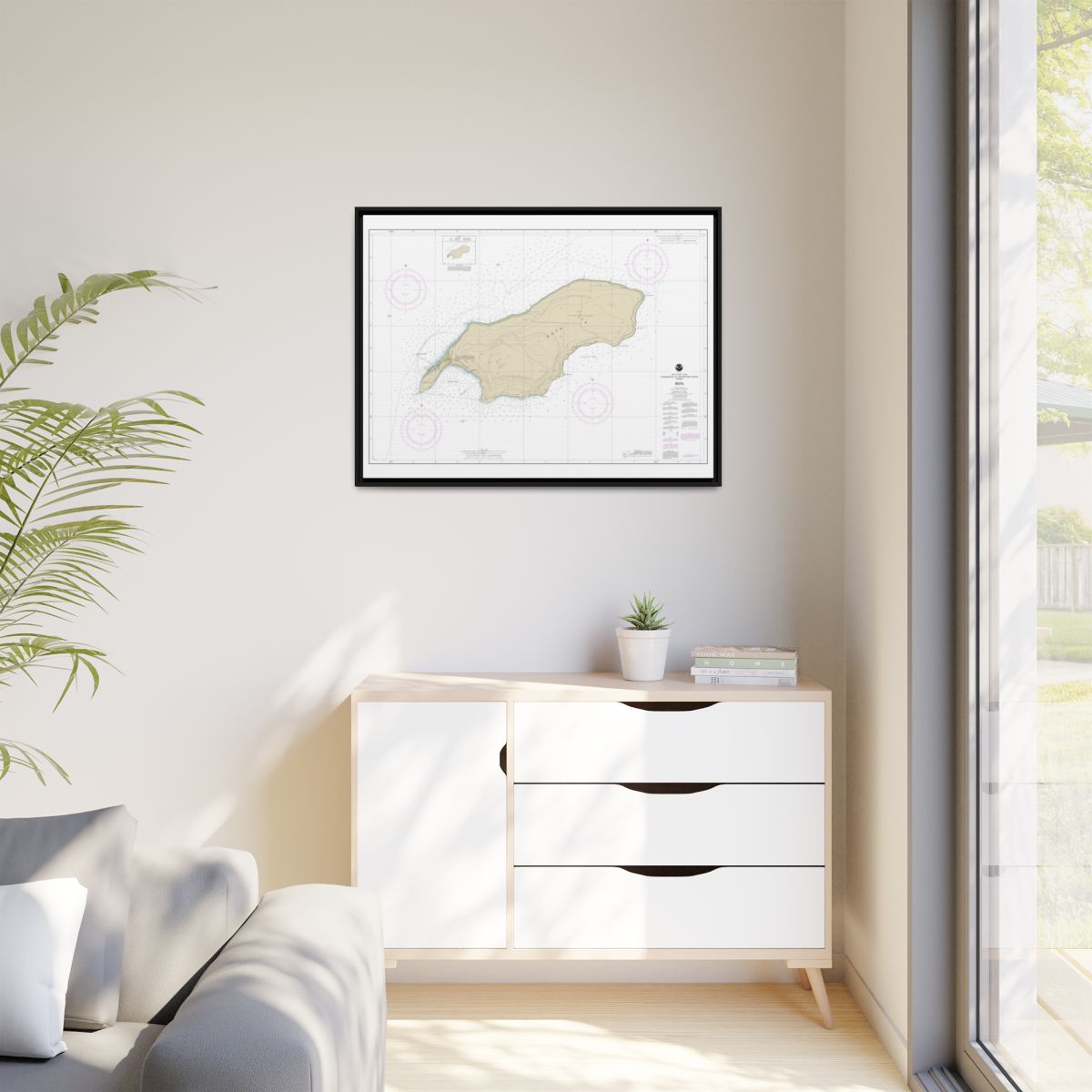 Chart 81063 Commonwealth of the Northern Mariana Islands Rota - NOAA Nautical Chart Floating Frame Canvas | 32" x 24" | 40" x 30" - Black context-1