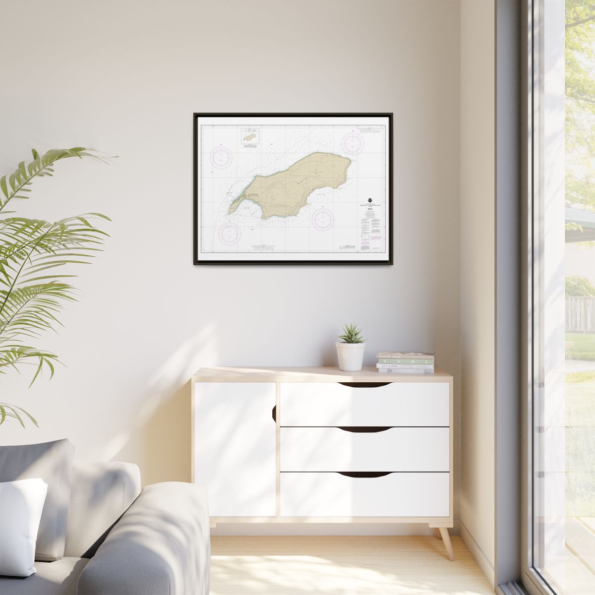 Chart 81063 Commonwealth of the Northern Mariana Islands Rota - NOAA Nautical Chart Floating Frame Canvas | 32" x 24" | 40" x 30" - Espresso context-1