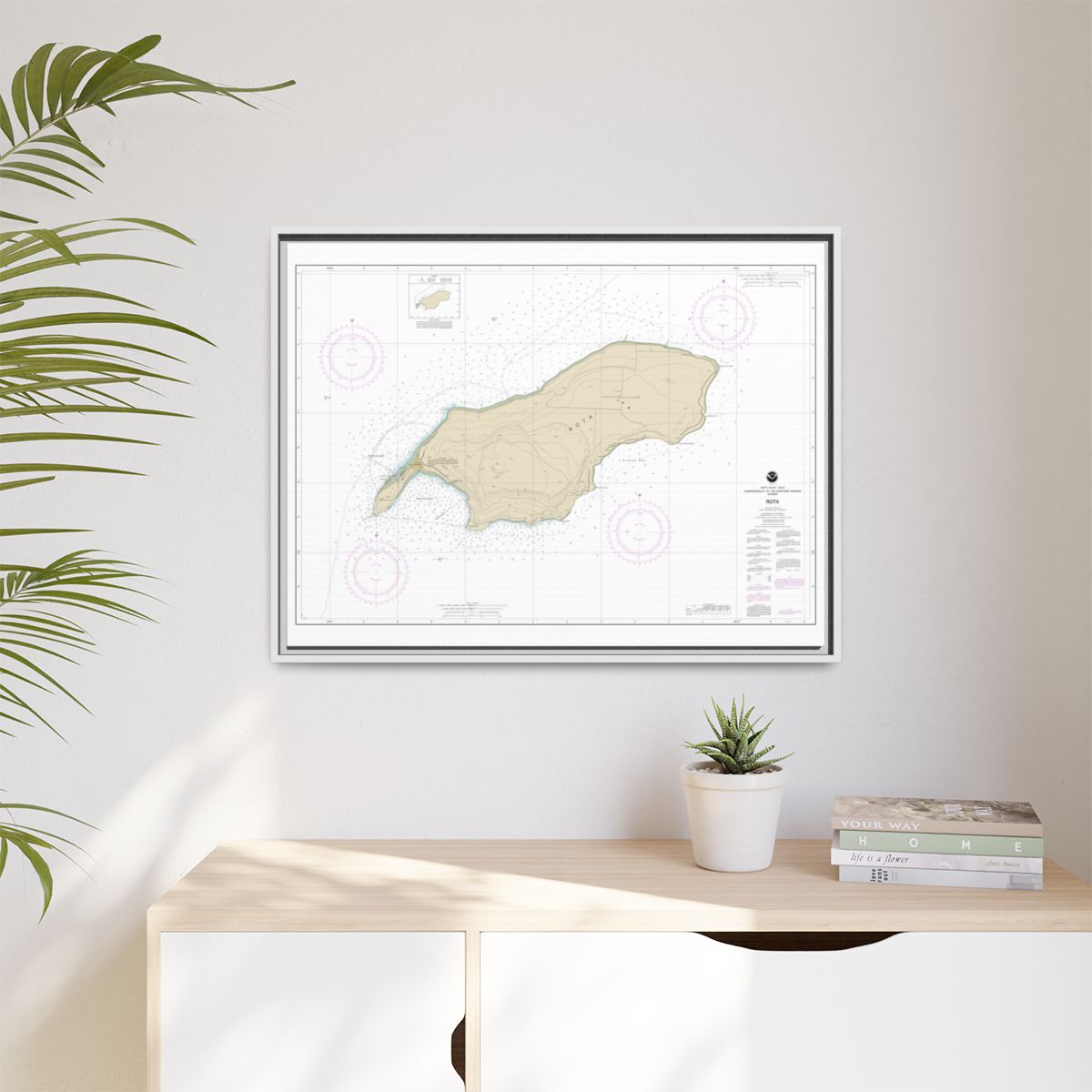 Chart 81063 Commonwealth of the Northern Mariana Islands Rota - NOAA Nautical Chart Floating Frame Canvas | 32" x 24" | 40" x 30" - White context-1