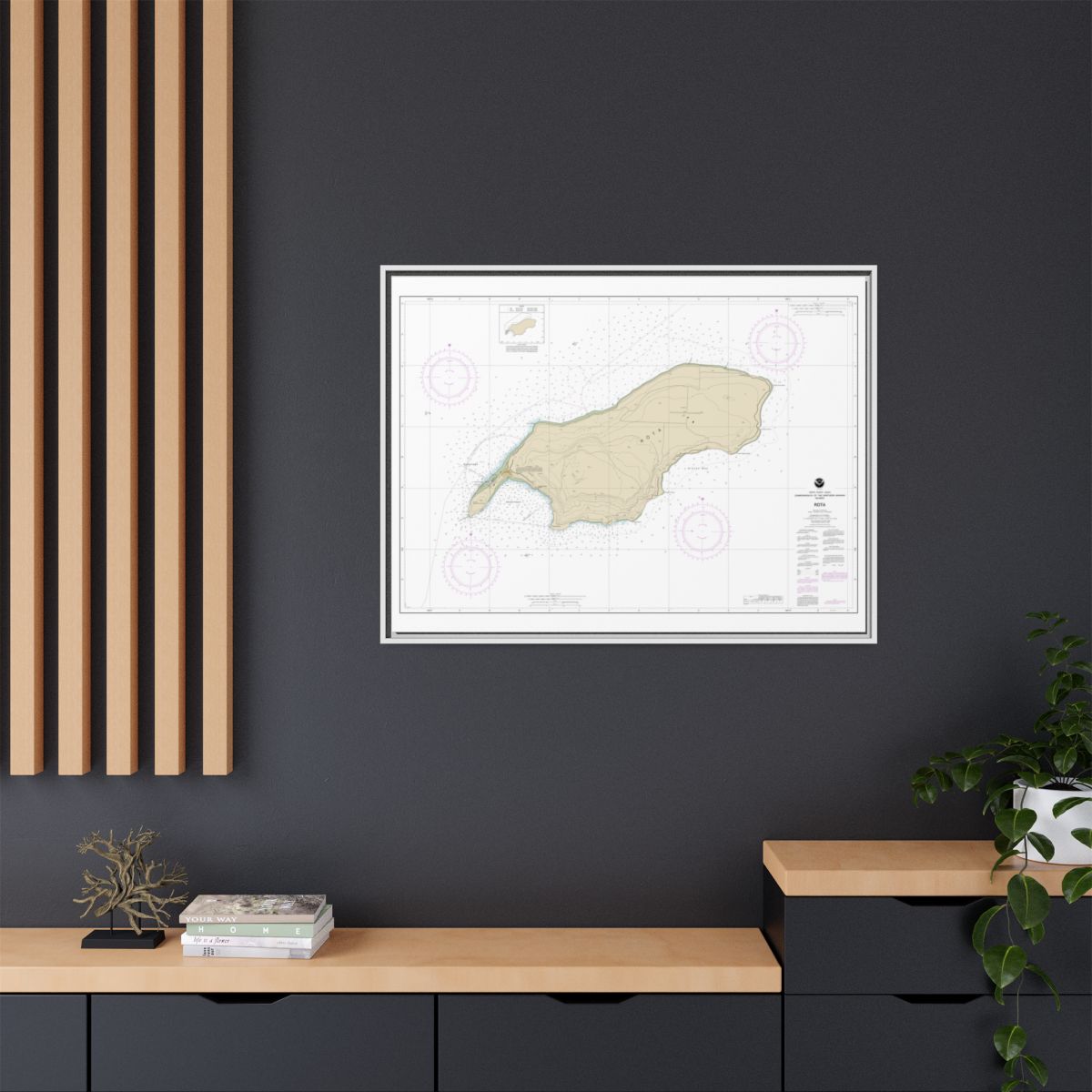 Chart 81063 Commonwealth of the Northern Mariana Islands Rota - NOAA Nautical Chart Floating Frame Canvas | 32" x 24" | 40" x 30" - White context-2