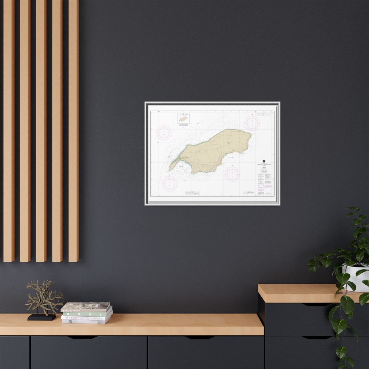 Chart 81063 Commonwealth of the Northern Mariana Islands Rota - NOAA Nautical Chart Floating Frame Canvas | 32" x 24" | 40" x 30" - White context-2