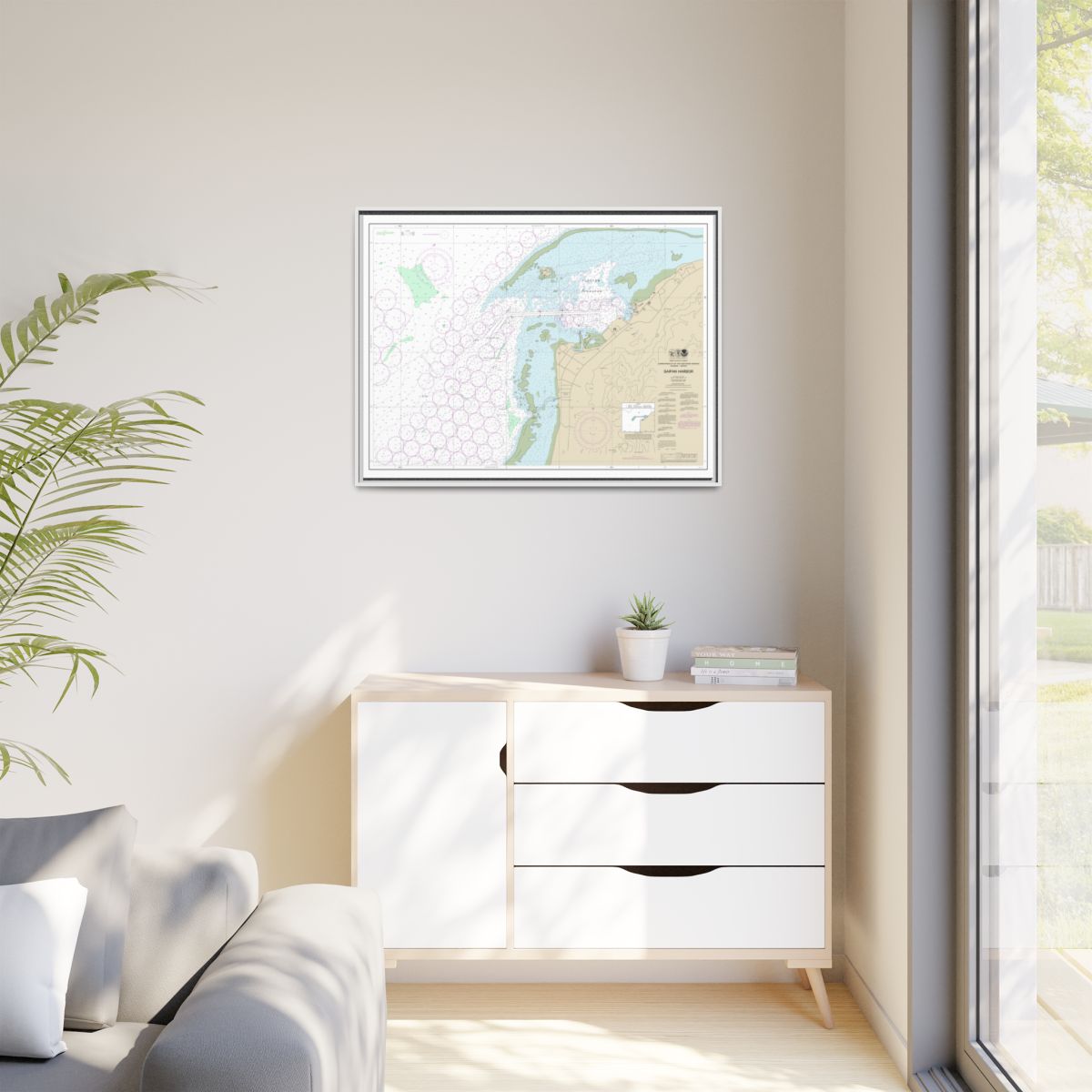 Chart 81076 Commonwealth of the Northern Mariana Islands Saipan Harbor - NOAA Nautical Chart Floating Frame Canvas | 32" x 24" | 40" x 30" - White context-1