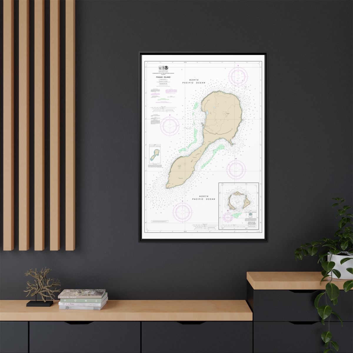 Chart 81092 Commonwealth of the Northern Mariana Islands - NOAA Nautical Chart Floating Frame Canvas | 20" x 30" | 24" x 36" | 32" x 48" - Black context-2