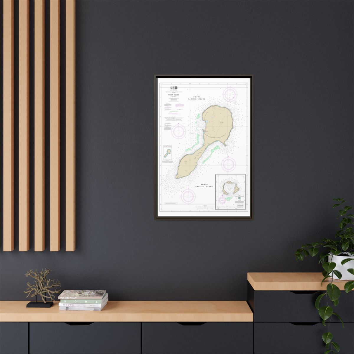 Chart 81092 Commonwealth of the Northern Mariana Islands - NOAA Nautical Chart Floating Frame Canvas | 20" x 30" | 24" x 36" | 32" x 48" - Espresso context-2