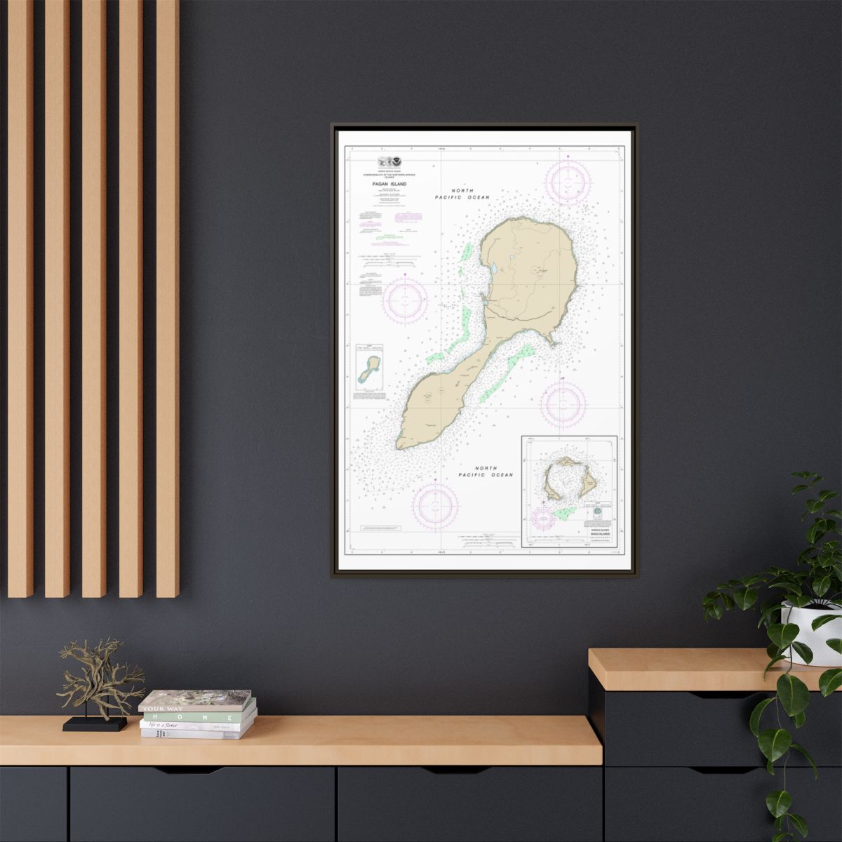Chart 81092 Commonwealth of the Northern Mariana Islands - NOAA Nautical Chart Floating Frame Canvas | 20" x 30" | 24" x 36" | 32" x 48" - Espresso context-2