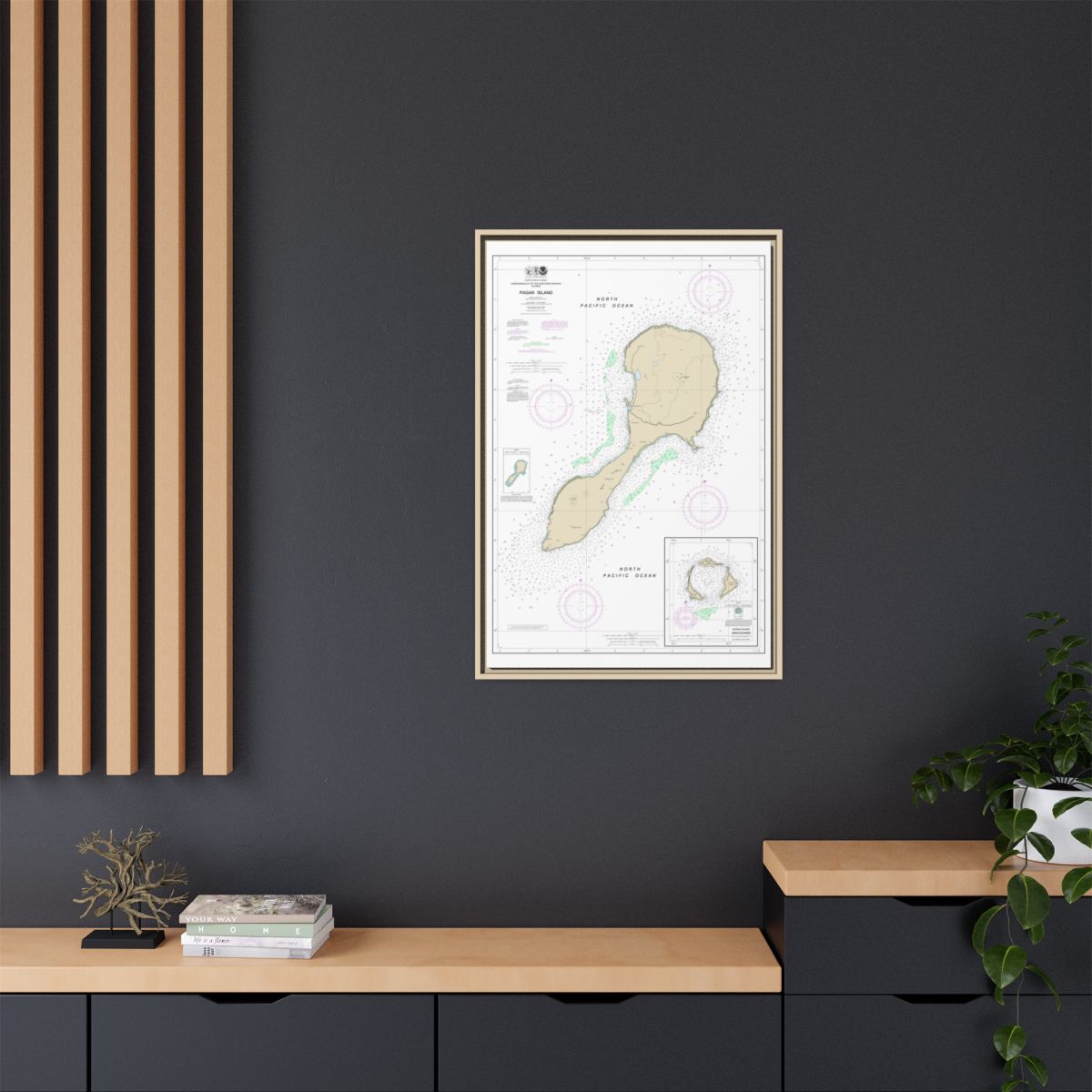 Chart 81092 Commonwealth of the Northern Mariana Islands - NOAA Nautical Chart Floating Frame Canvas | 20" x 30" | 24" x 36" | 32" x 48" - Natural context-2