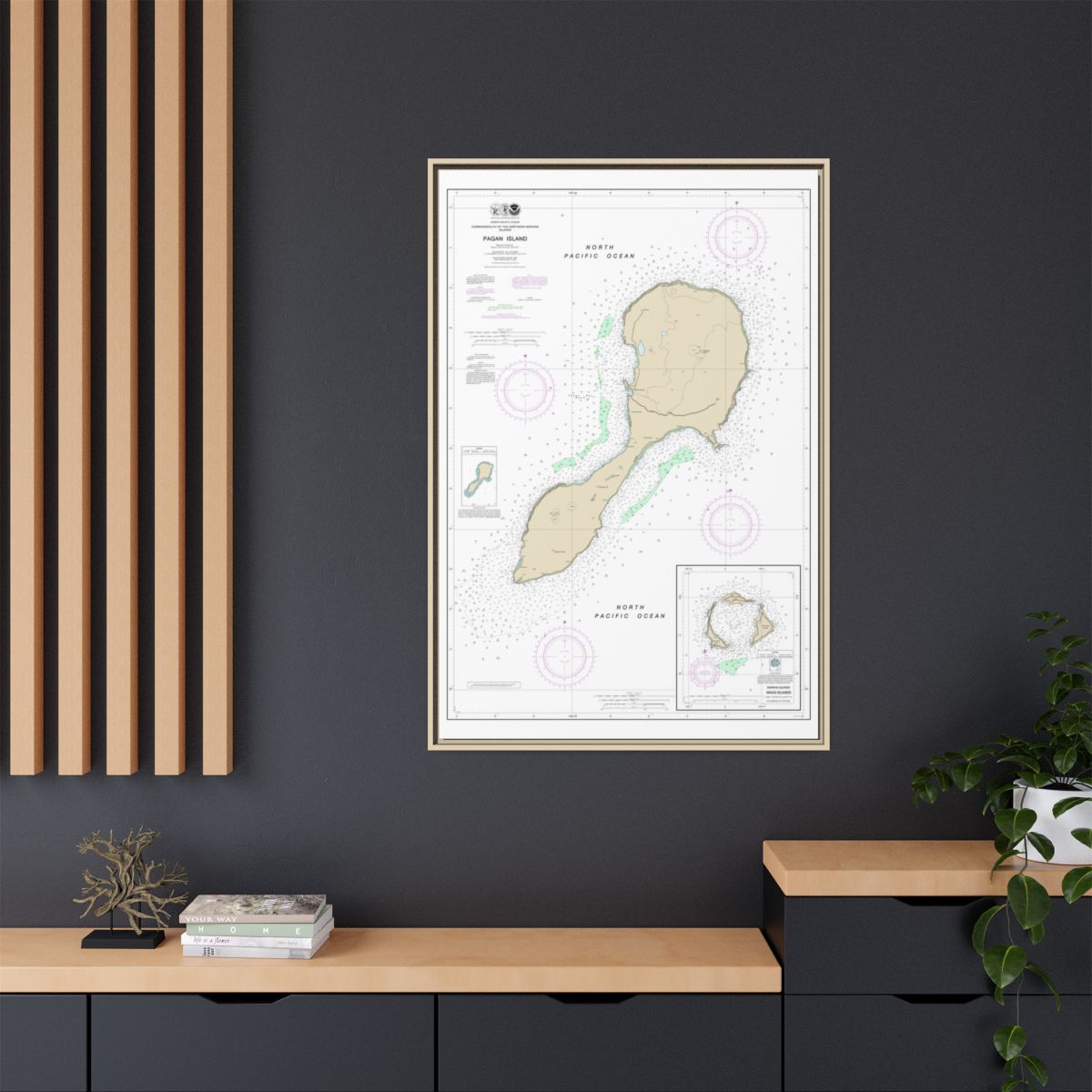 Chart 81092 Commonwealth of the Northern Mariana Islands - NOAA Nautical Chart Floating Frame Canvas | 20" x 30" | 24" x 36" | 32" x 48" - Natural context-2