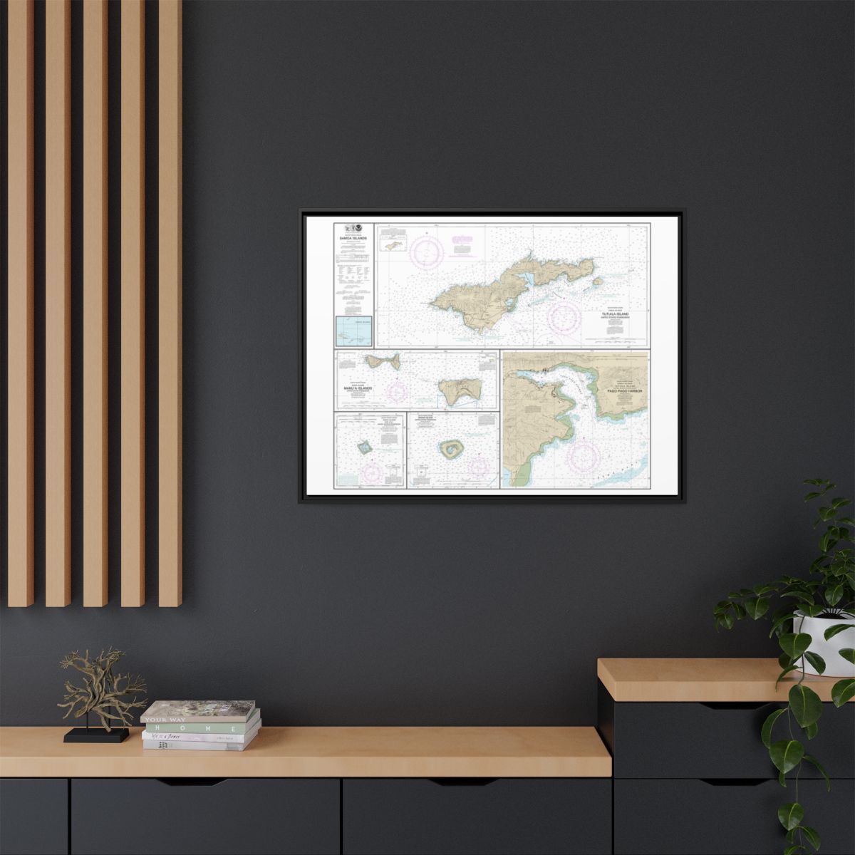 Chart 83484 U.S. Possessions in Samoa Islands Manua Islands;Pago Pago Harbor;Tutuila Island;Rose Atoll;Swains Island - NOAA Nautical Chart Floating Frame Canvas | 32" x 24" | 40" x 30" - Black context-2