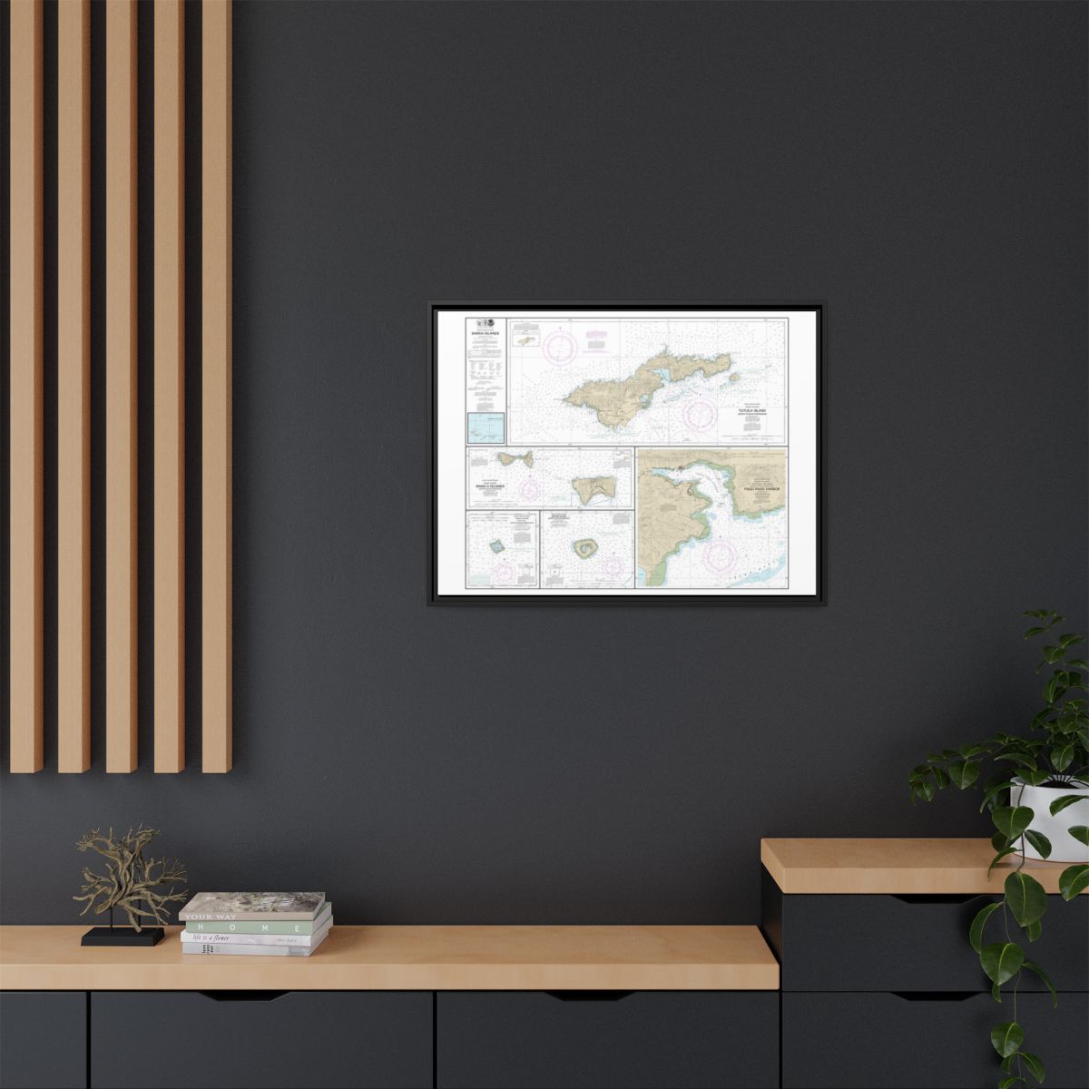 Chart 83484 U.S. Possessions in Samoa Islands Manua Islands;Pago Pago Harbor;Tutuila Island;Rose Atoll;Swains Island - NOAA Nautical Chart Floating Frame Canvas | 32" x 24" | 40" x 30" - Black context-2