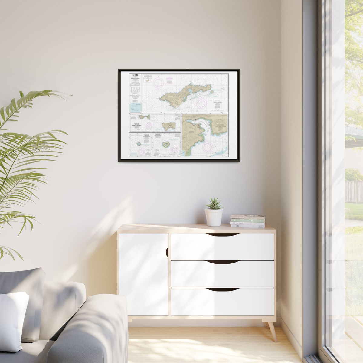 Chart 83484 U.S. Possessions in Samoa Islands Manua Islands;Pago Pago Harbor;Tutuila Island;Rose Atoll;Swains Island - NOAA Nautical Chart Floating Frame Canvas | 32" x 24" | 40" x 30" - Espresso context-1